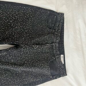 Zara Black and White Speckled Women's Boyfriend Jeans